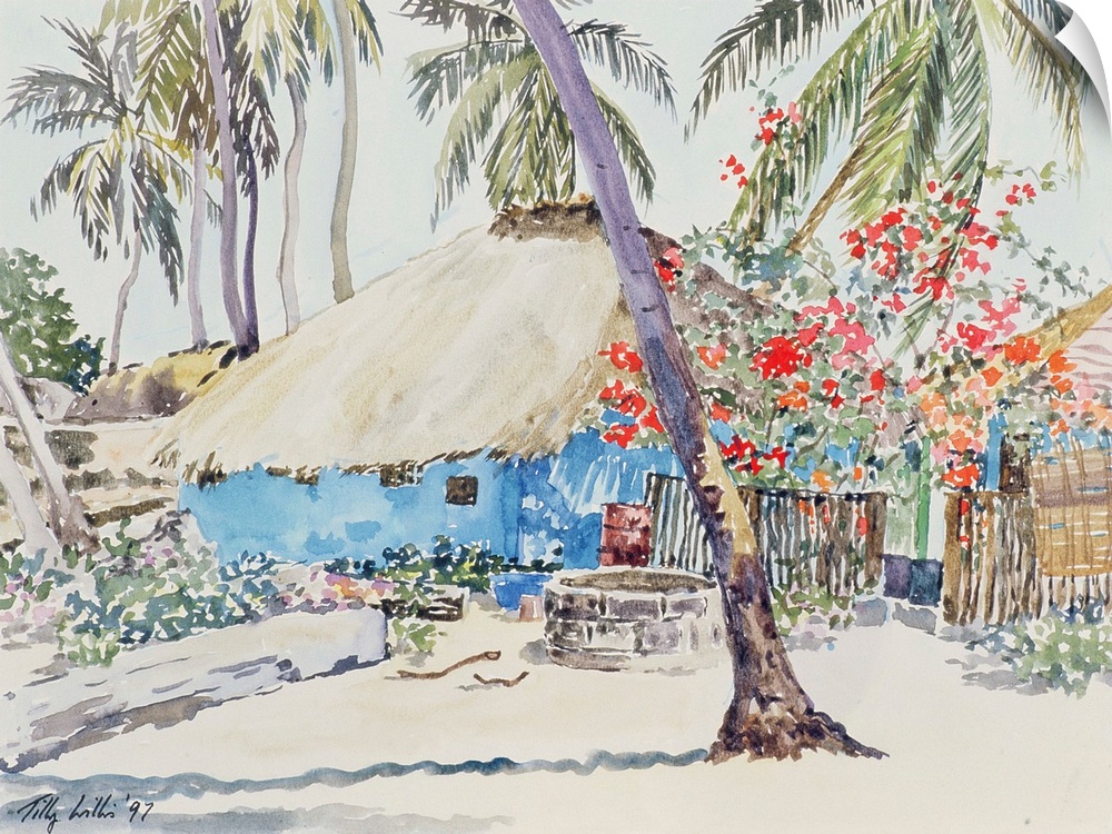 The Blue House, 1997, originally watercolor on paper.