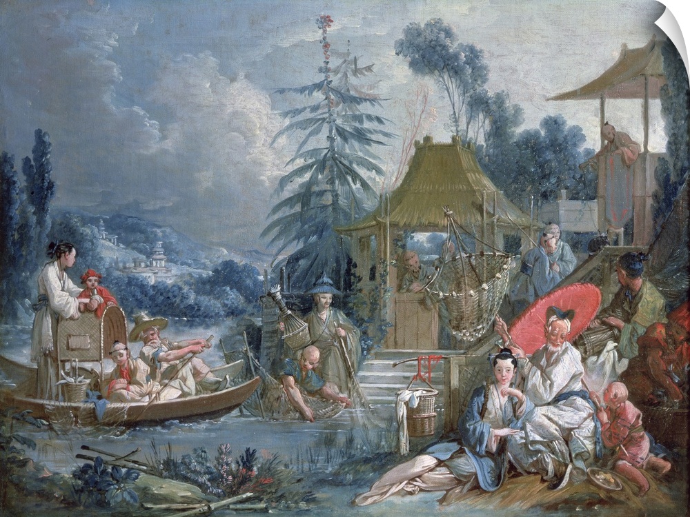 XIR26235 The Chinese Fishermen, c.1742 (oil on canvas); by Boucher, Francois (1703-70); 41.5x56 cm; Musee des Beaux-Arts, ...