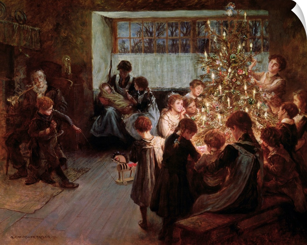 BAL4942 The Christmas Tree, 1911 (oil on canvas); by Tayler, Albert Chevallier (1862-1925); Private Collection; English, o...