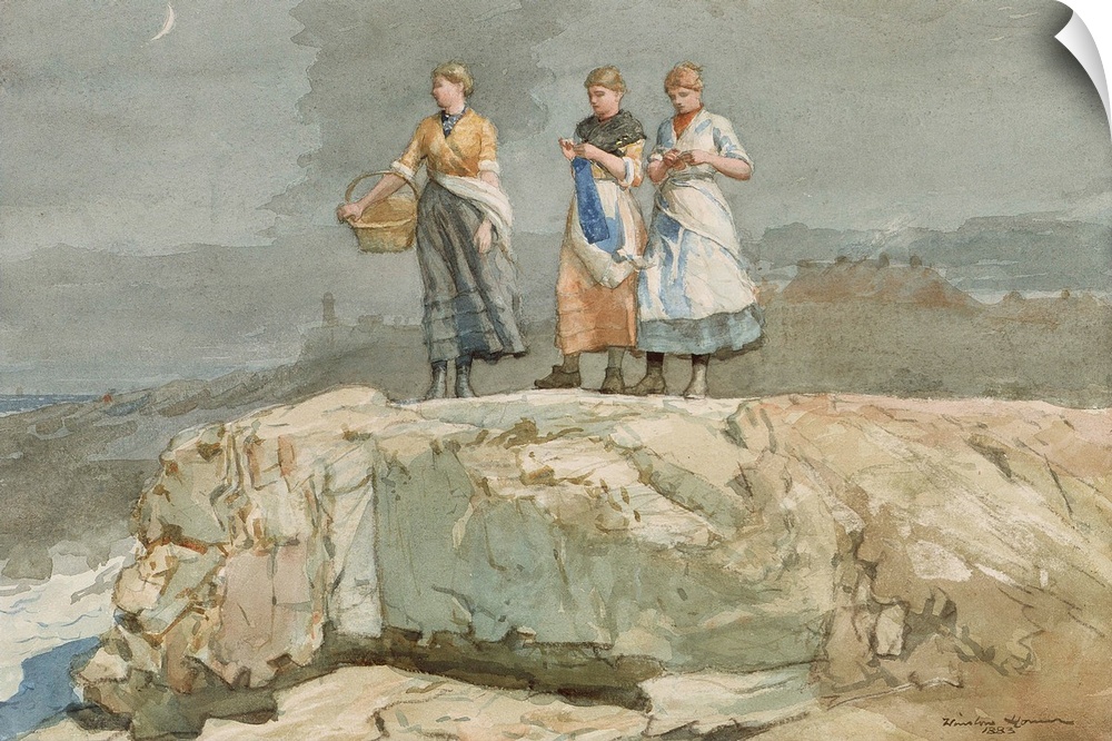 The Cliffs, 1883, watercolor on paper.  By Winslow Homer (1836-1910).