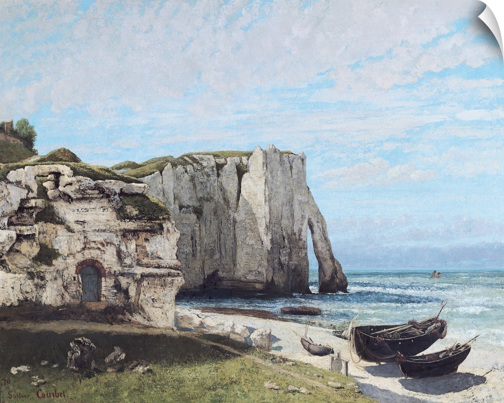 XIR24955 The Cliffs at Etretat after the storm, 1870 (oil on canvas); by Courbet, Gustave (1819-77); 133x162 cm; Louvre, P...