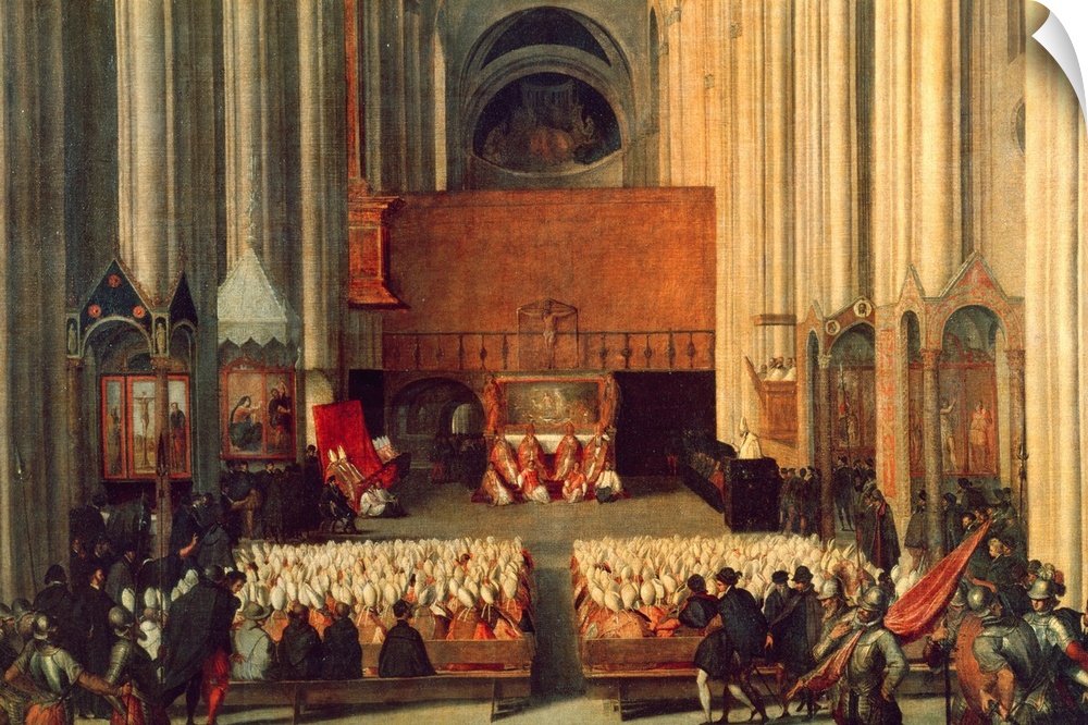 XIR33245 The Council of Trent, 4th December 1563 (oil on canvas)  by Italian School, (16th century); 117x176 cm; Louvre, P...