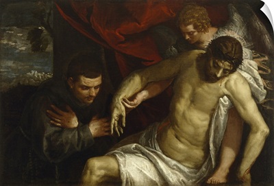 The Dead Christ Supported By An Angel And Adored By A Franciscan