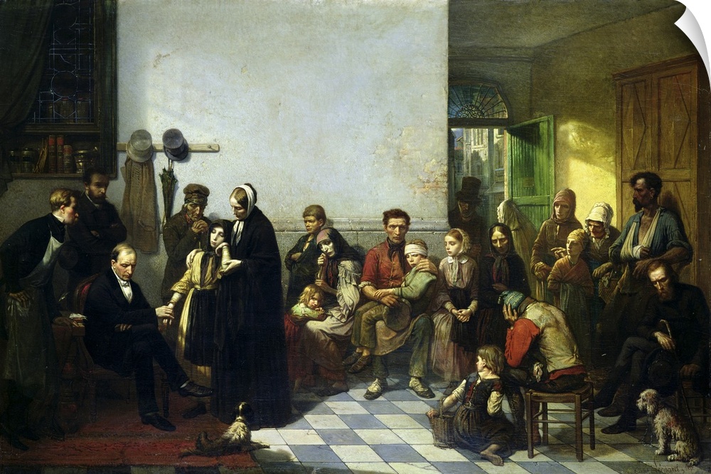 XAV28160 The Doctor for the Poor (oil on canvas)  by Leonard, J. (1827-97); Musee des Beaux-Arts, Valenciennes, France; Gi...