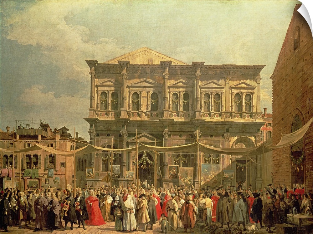XIR29225 The Doge Visiting the Church and Scuola di San Rocco, c.1735 (oil on canvas)  by Canaletto, (Giovanni Antonio Can...