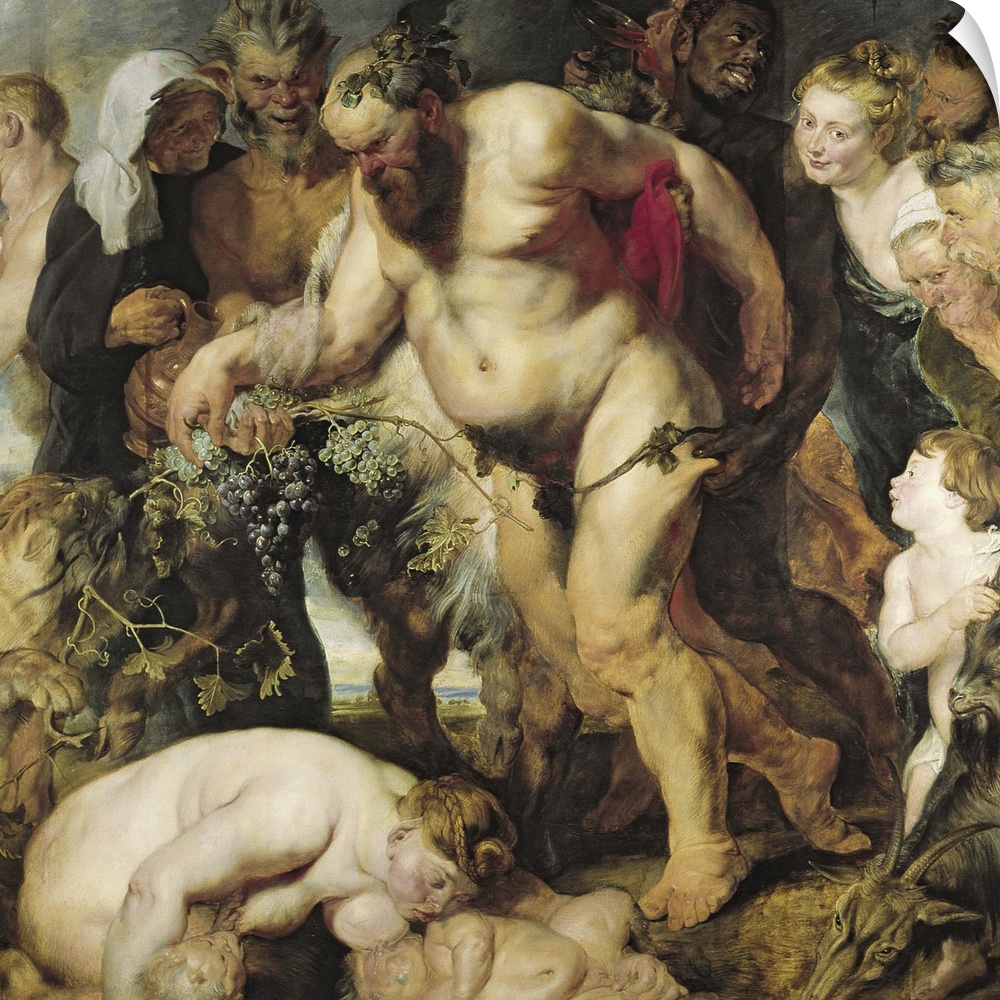XIR203214 The Drunken Silenus, c.1617-18 (oil on panel)  by Rubens, Peter Paul (1577-1640); 205x211 cm; Alte Pinakothek, M...
