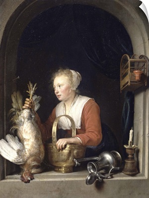 The Dutch Housewife or, The Woman Hanging a Cockerel in the Window, 1650