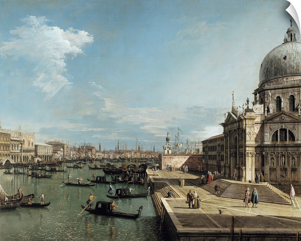 XIR156534 The Entrance to the Grand Canal and the church of Santa Maria della Salute, Venice (oil on canvas)  by Canaletto...