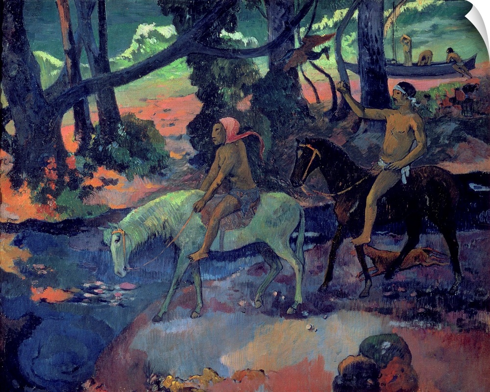BAL69902 The Escape, The Ford, 1901  by Gauguin, Paul (1848-1903); oil on canvas; 76x95 cm; Pushkin Museum, Moscow, Russia...