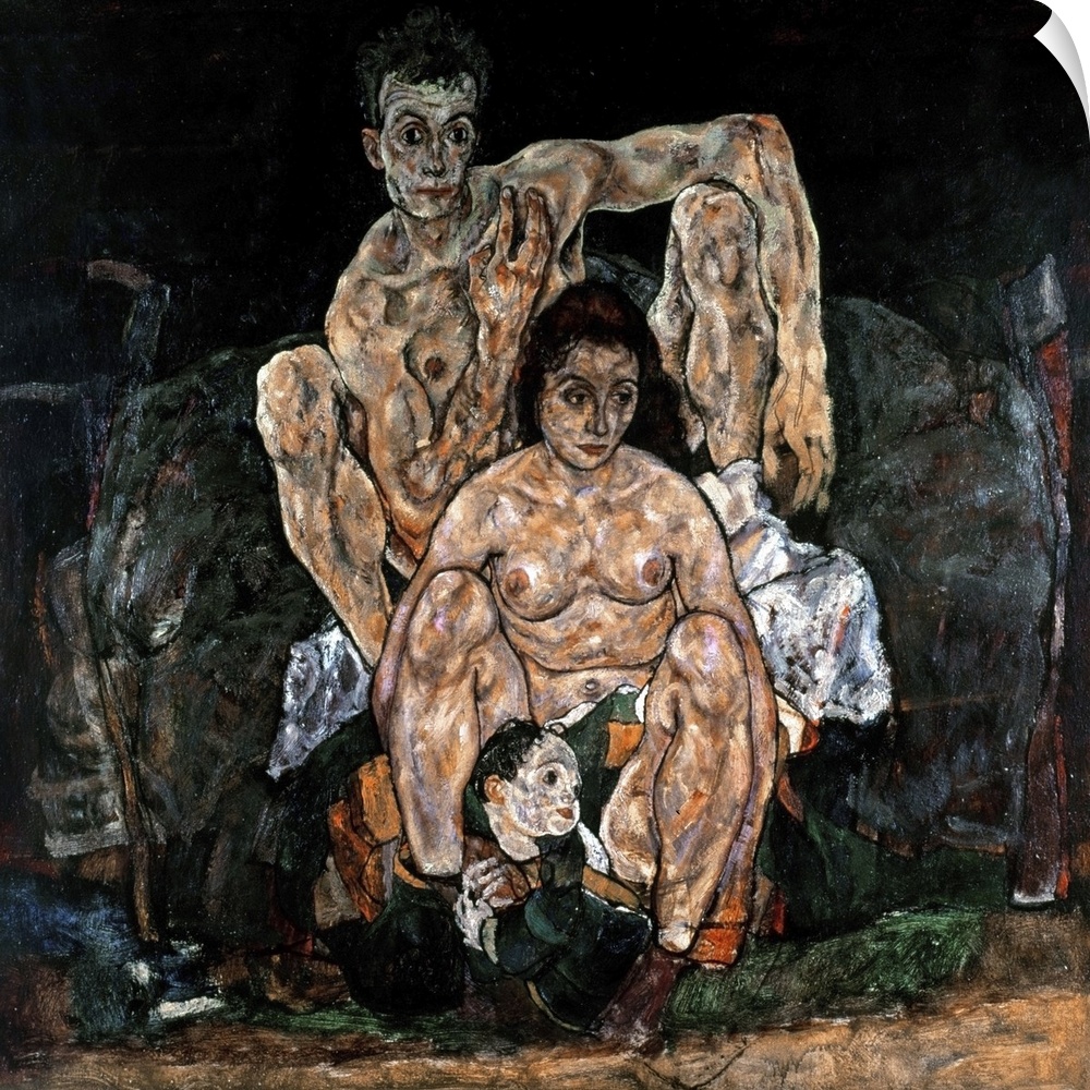 The Family, 1918  by Schiele, Egon (1890-1918); originally oil on canvas. Alternative titles: Crouching Couple and The Art...