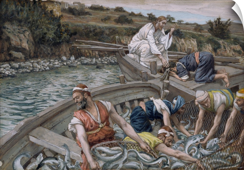 TBM182214 The First Miraculous Draught of Fish, illustration for 'The Life of Christ', c.1886-94 (w/c