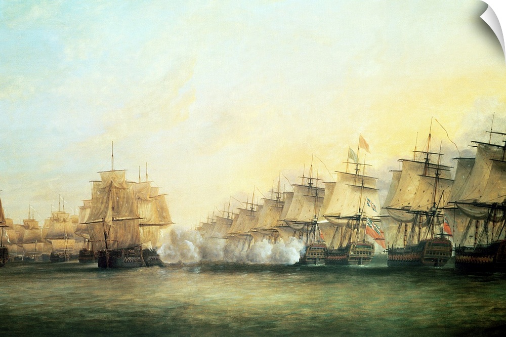 XTD75476 The fourth action off Trincomalee between the English under Admiral Sir Edward Hughes (c.1720-94) and the French ...