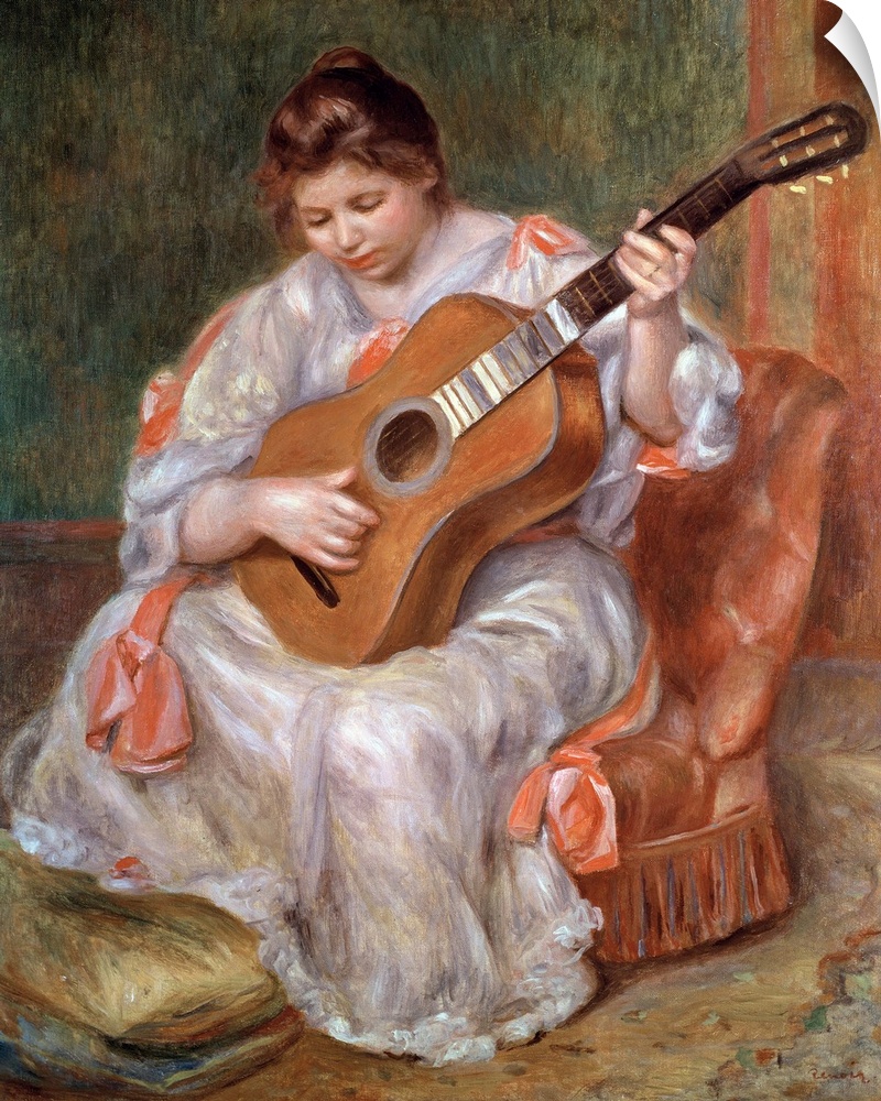 XIR37654 The Guitar Player, 1897 (oil on canvas)  by Renoir, Pierre Auguste (1841-1919); 81x65 cm; Musee des Beaux-Arts, L...