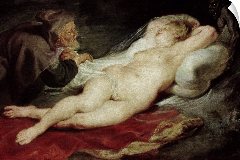 The Hermit and the sleeping Angelica, 1626-28 (panel)  by Peter Paul Rubens (1577-1640); originally oil on panel.