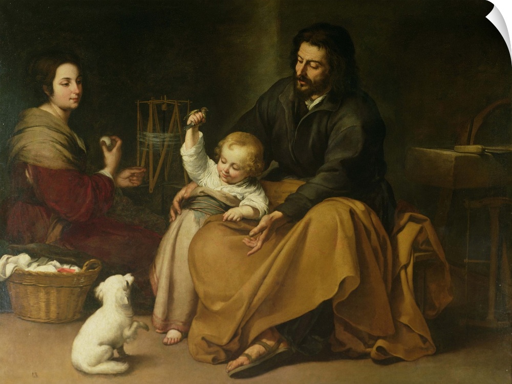 XIR14192 The Holy Family with the Little Bird, c.1650 (oil on canvas) by Murillo, Bartolome Esteban (1618-82); 144x188 cm;...