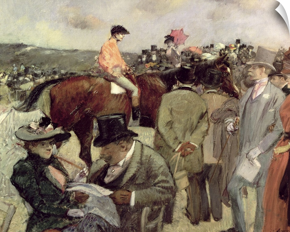 BAL37556 The Horse-Race, c.1890  by Forain, Jean Louis (1852-1931); oil on canvas; 38x45 cm; Pushkin Museum, Moscow, Russi...