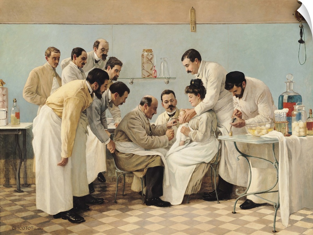 XIR71995 The Insertion of a Tube (oil on canvas)  by Chicotot, Georges (fl.1889-1907); 130x180 cm; Musee de l'Assistance P...