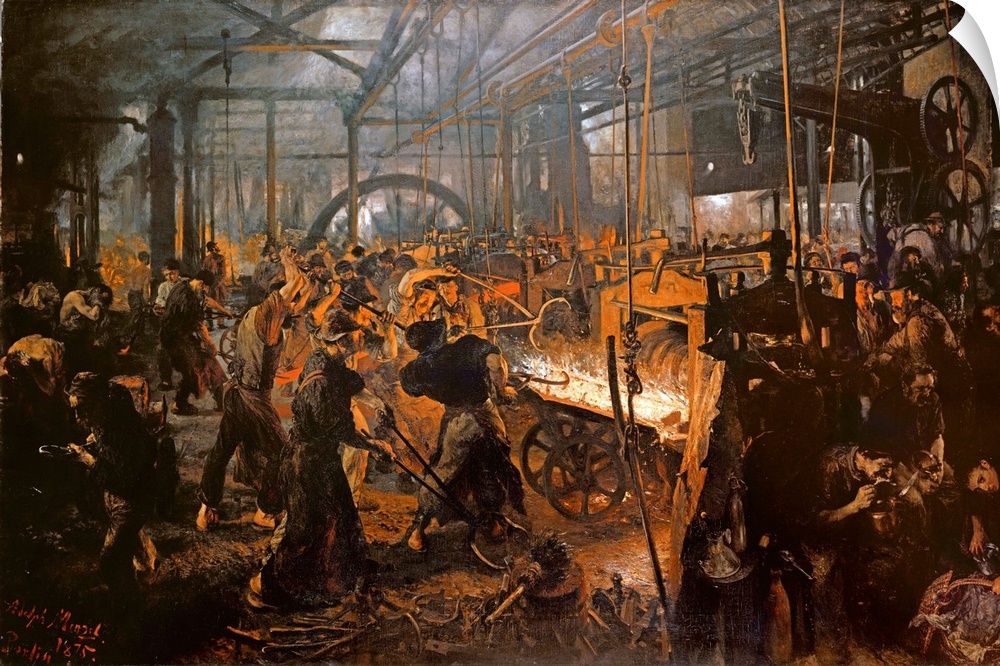 XPH330300 The Iron-Rolling Mill (oil on canvas), 1875; by Menzel, Adolph Friedrich Erdmann von (1815-1905); Neue Nationalg...