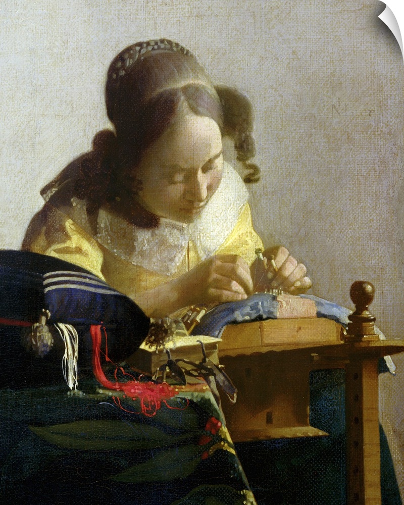 BAL2544 The Lacemaker, 1669-70 (oil on canvas)  by Vermeer, Jan (1632-75); oil on canvas laid on panel; 23.9x20.5 cm; Louv...