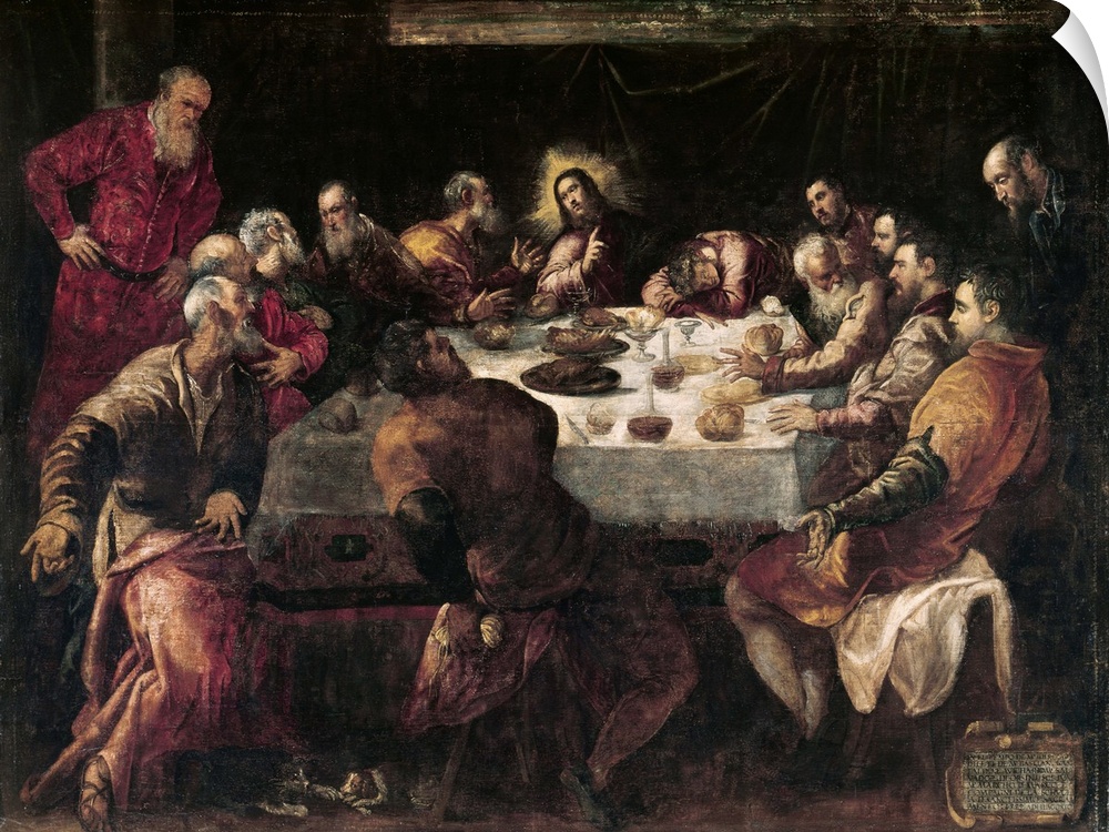 XIR54915 The Last Supper (oil on canvas)  by Tintoretto, Jacopo Robusti (1518-94); 240x335 cm; Church of Francois Xavier, ...