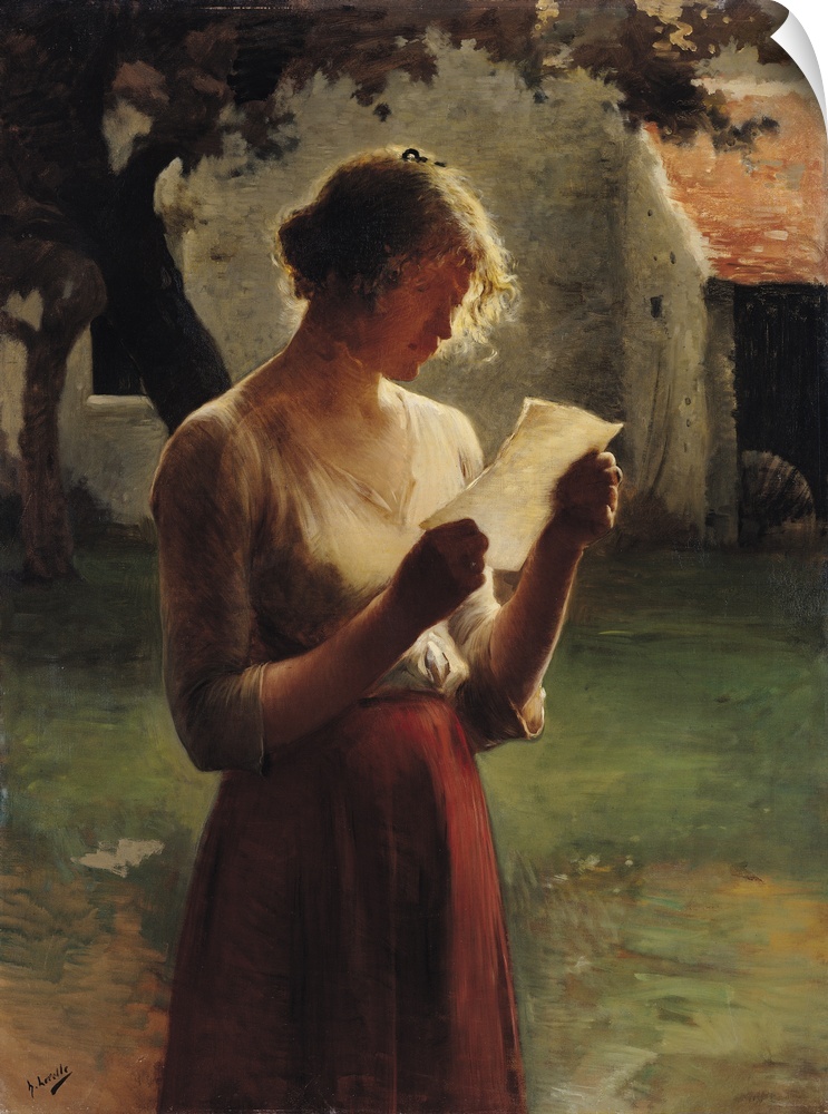 XAP72004 The Letter (oil on canvas); by Lerolle, Henri (1848-1929); 111x84 cm; Musee des Beaux-Arts, Pau, France; Giraudon...