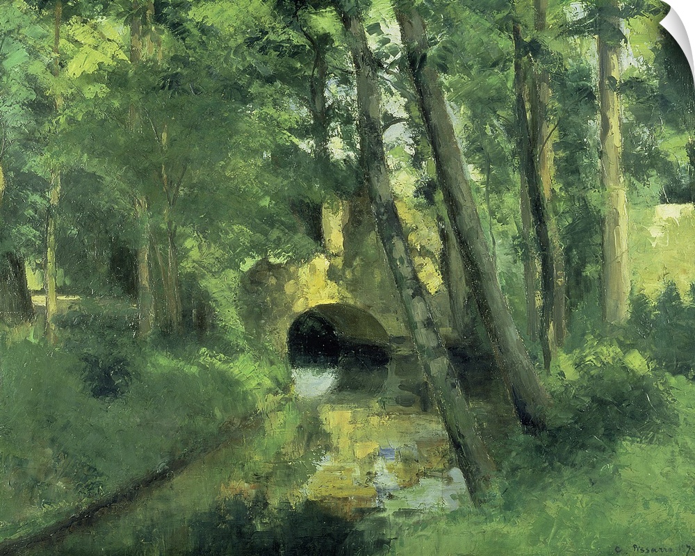 BAL777 The Little Bridge, Pontoise, 1875  by Pissarro, Camille (1831-1903); oil on canvas; 65.5x81.5 cm; Kunsthalle Mannhe...