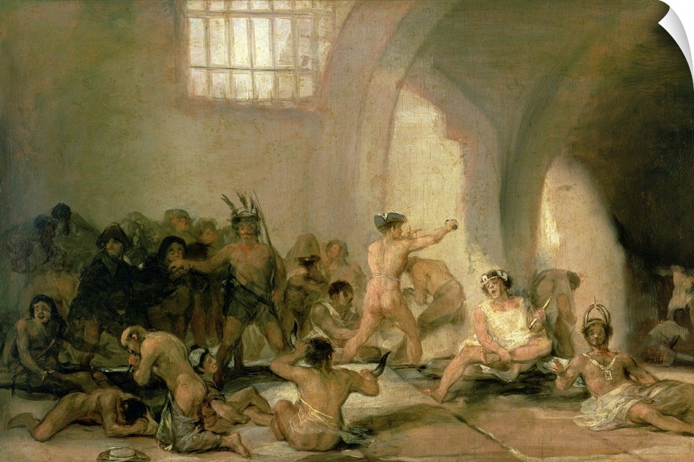 XIR533 The Madhouse, 1812-15 (oil on canvas)  by Goya y Lucientes, Francisco Jose de (1746-1828); 45x72 cm; Real Academia ...