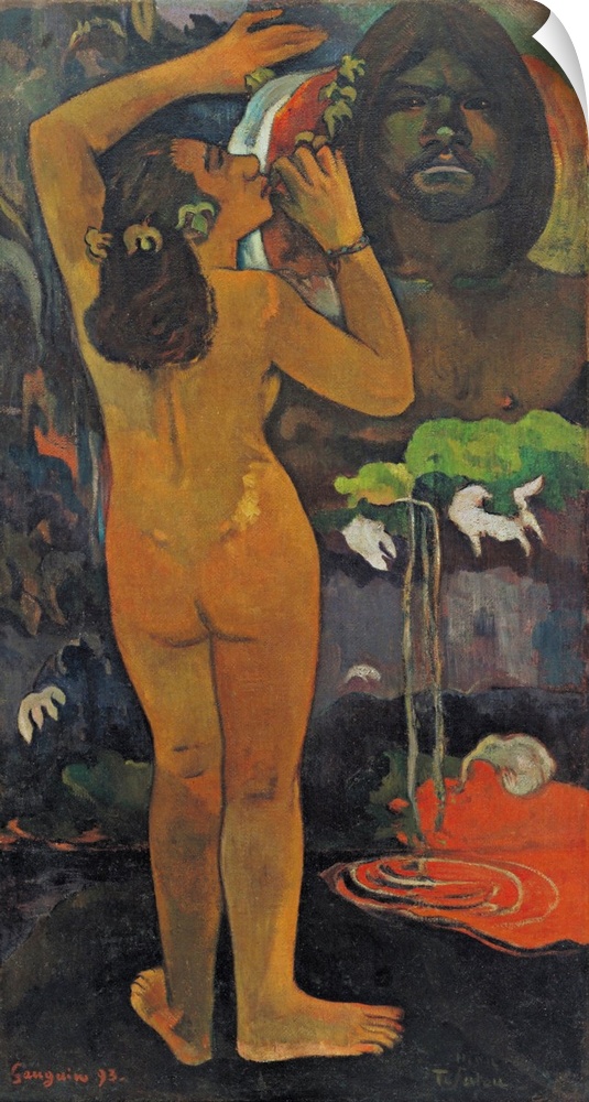The Moon and the Earth, 1893 (oil on burlap) by Gauguin, Paul (1848-1903)