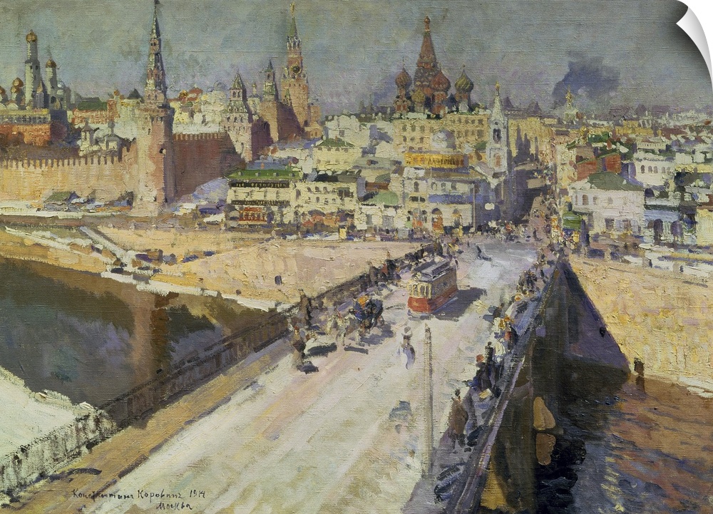XIR134957 The Moskva River Bridge, 1914 (oil on canvas)  by Korovin, Konstantin Alekseevich (1861-1939); 104x134 cm; State...