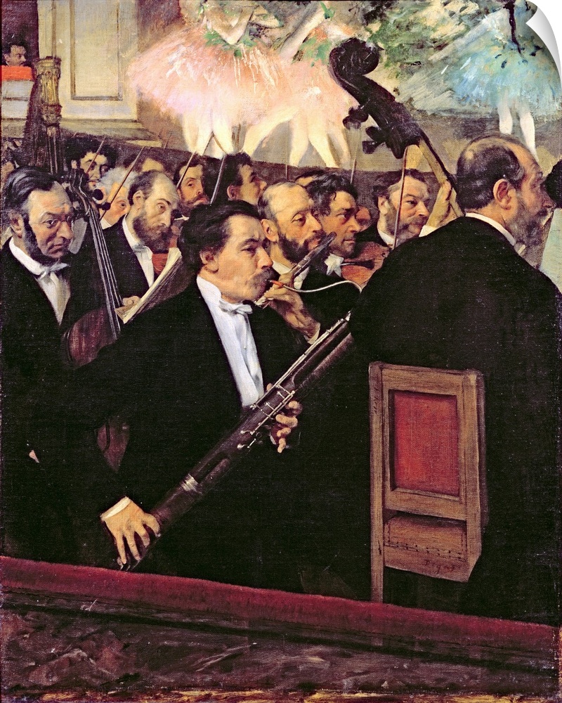 XIR16124 The Opera Orchestra, c.1870 (oil on canvas)  by Degas, Edgar (1834-1917); 56.5x46 cm; Musee d'Orsay, Paris, Franc...