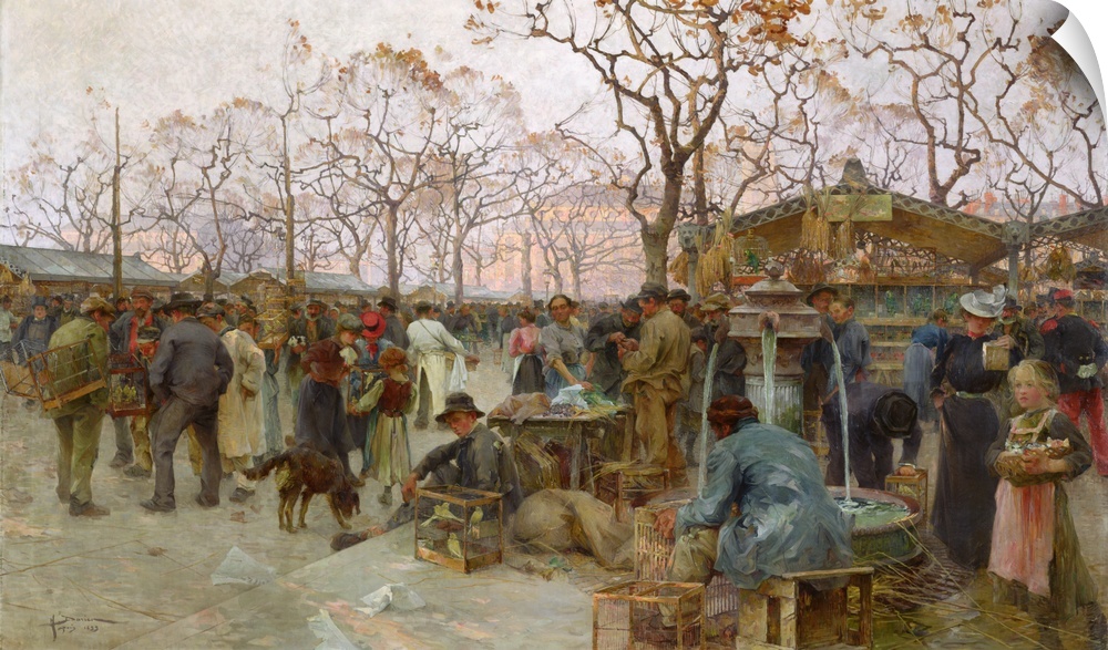 XIR26286 The Parisian Bird Market (oil on canvas)  by Darien, Henri-Gaston (1864-1926); Musee d'Art et d'Industrie, Roubai...
