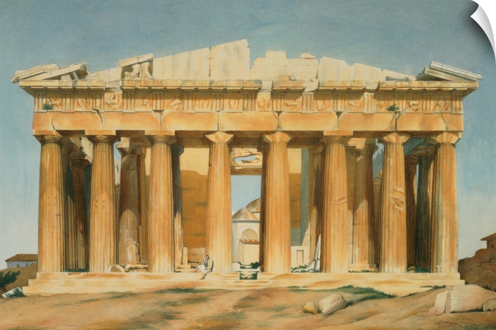 XIR83266 The Parthenon, Athens, 1810-37 (w/c on paper); by Dupre, Louis (1789-1837) (after); watercolour on paper; Bibliot...