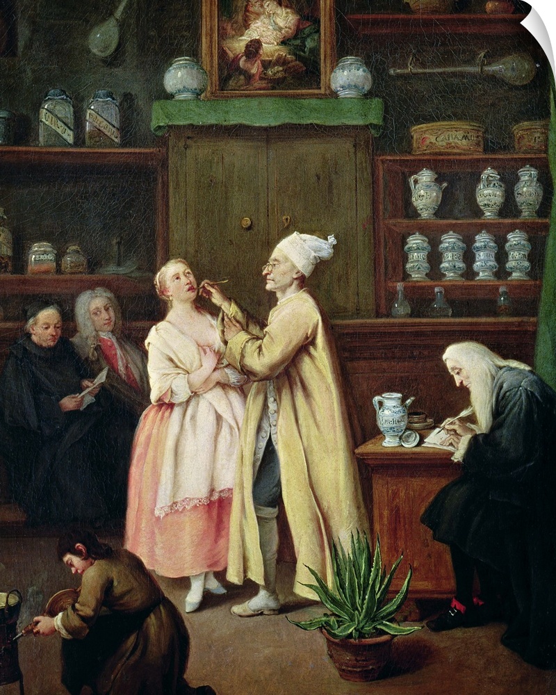 XIR60374 The Pharmacist (oil on canvas)  by Longhi, Pietro (c.1701-85); 60x49 cm; Galleria dell' Accademia, Venice, Italy;...