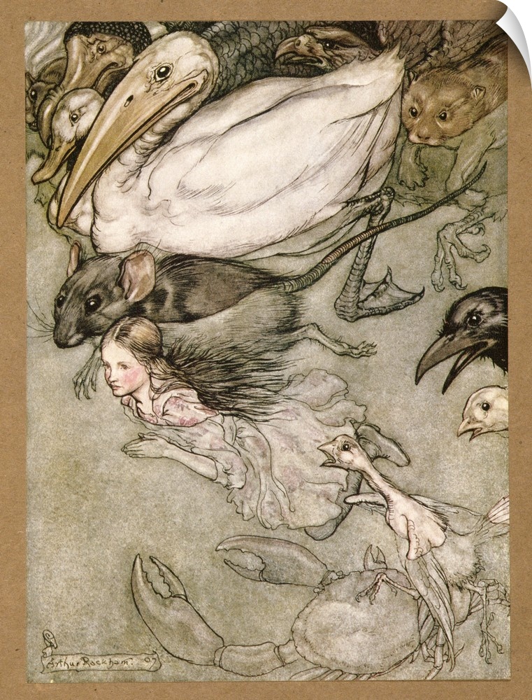 The Pool of Tears, from Alice's Adventures in Wonderland, by Lewis Carroll, pub.1907 (colour litho)