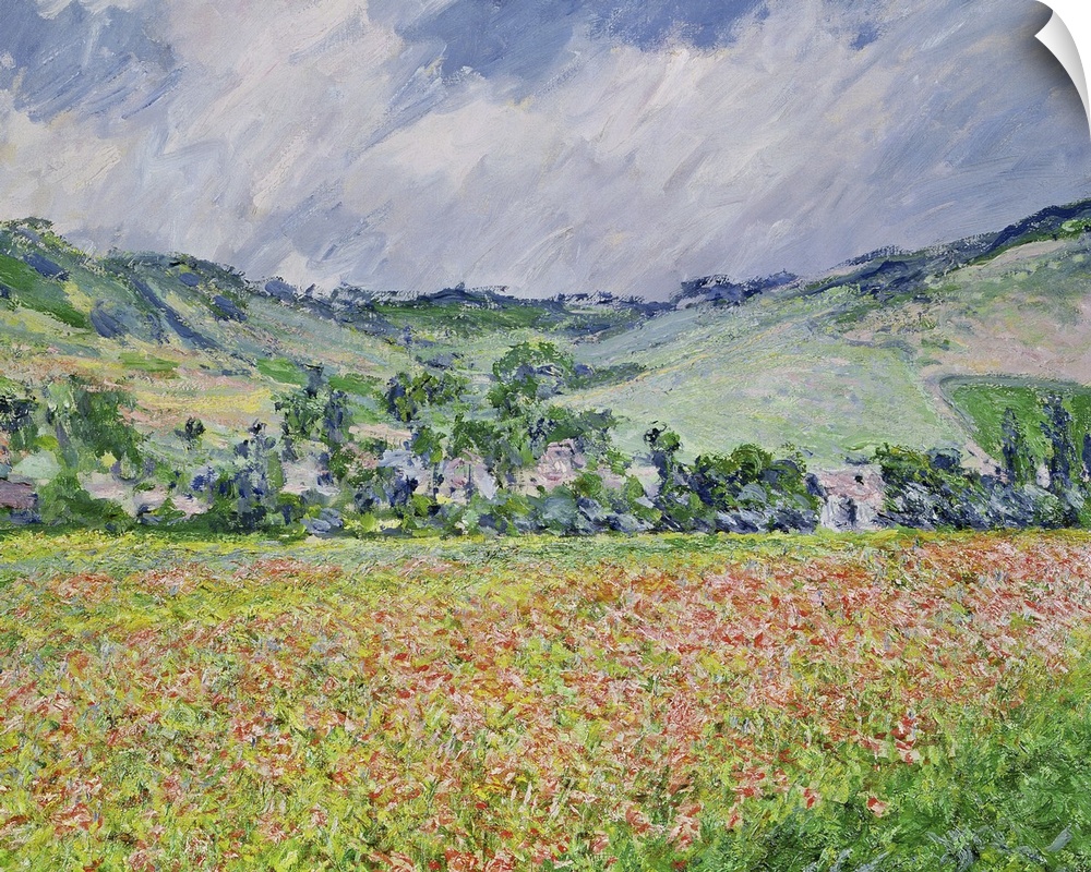 XOU58354 The Poppy Field near Giverny, 1885 (oil on canvas)  by Monet, Claude (1840-1926); 66x81.5 cm; Musee des Beaux-Art...