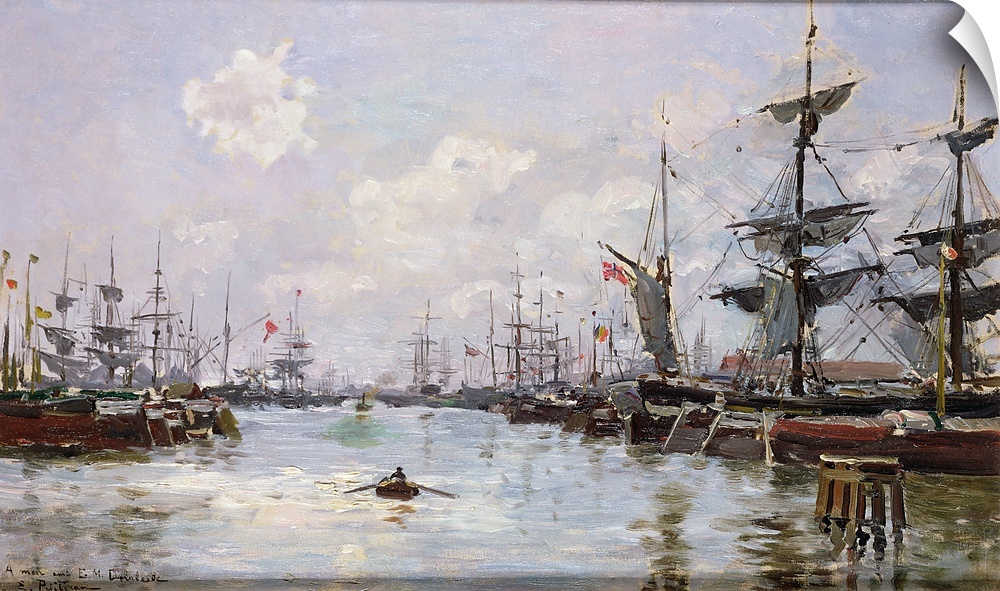 BAL210890 The Port (oil on canvas on panel)  by Petitjean, Edmond (1844-1925); 29x48 cm; Private Collection; Courtesy of T...