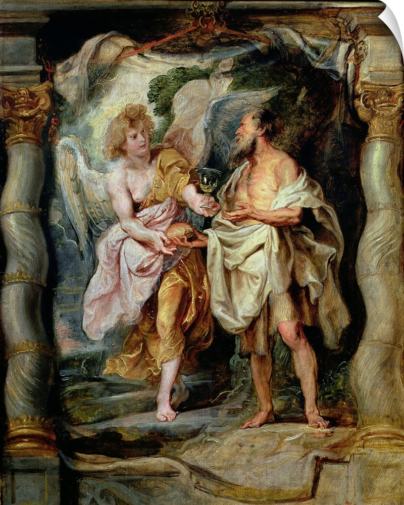 XIR75729 The Prophet Elijah and the Angel in the Wilderness, c.1626-28 (panel)  by Rubens, Peter Paul (1577-1640); oil on ...