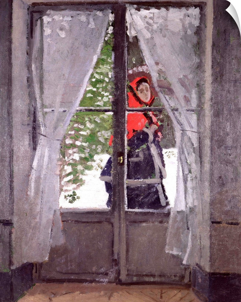 XIR160451 The Red Kerchief, Portrait of Mrs.Monet, 1873 (oil on canvas)  by Monet, Claude (1840-1926); 100x80 cm; Clevelan...