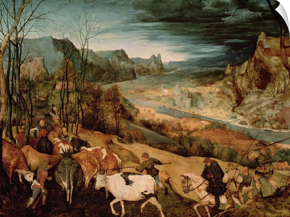 XAM556 The Return of the Herd (Autumn) 1565 (oil on panel)  by Bruegel, Pieter the Elder (c.1525-69); 117x159 cm; Kunsthis...