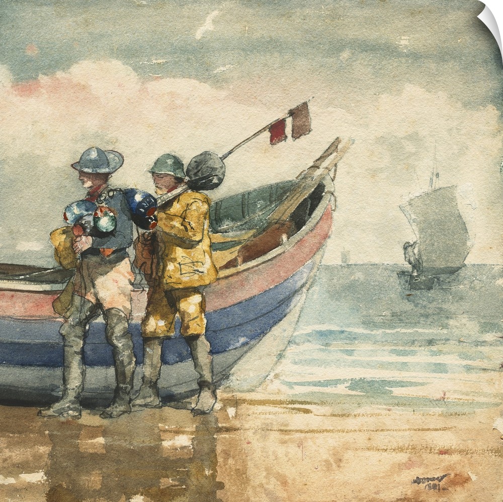 The Return, Tynemouth, 1881, watercolor and bodycolour with gum glaze on ivory wove paper.