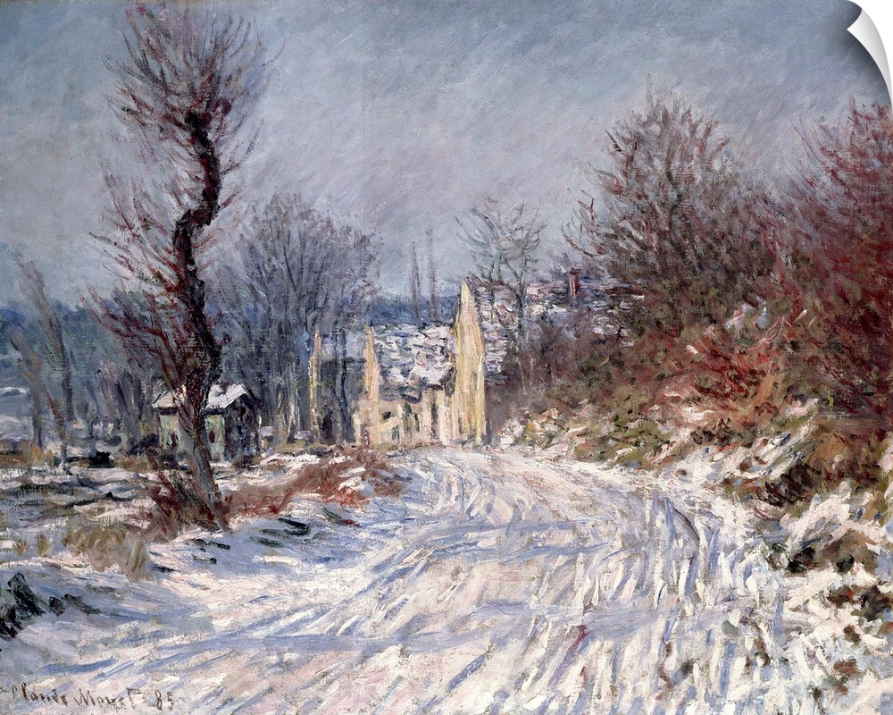 BAL44040 The Road to Giverny, Winter, 1885  by Monet, Claude (1840-1926); oil on canvas; Private Collection; French, out o...