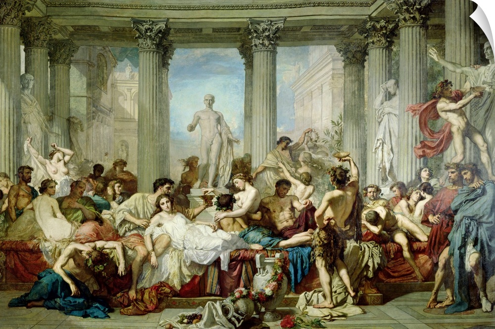 XIR36568 The Romans of the Decadence, 1847 (oil on canvas)  by Couture, Thomas (1815-79); 472x772 cm; Musee d'Orsay, Paris...