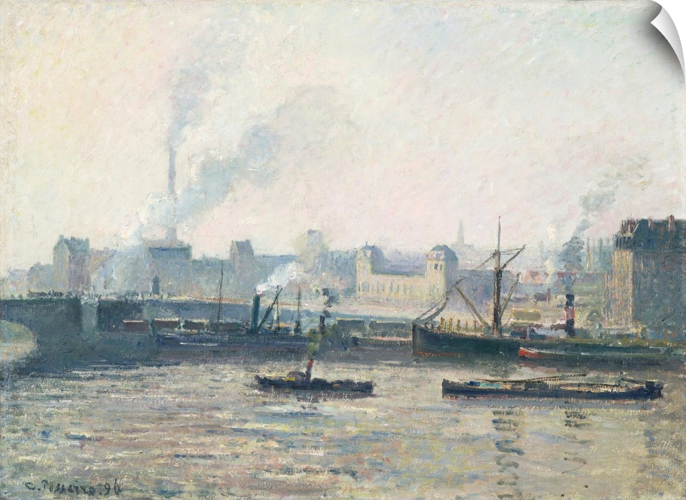 The Saint-Sever Bridge, Rouen: Mist, 1896 (originally oil on canvas) by Pissarro, Camille (1830-1903)