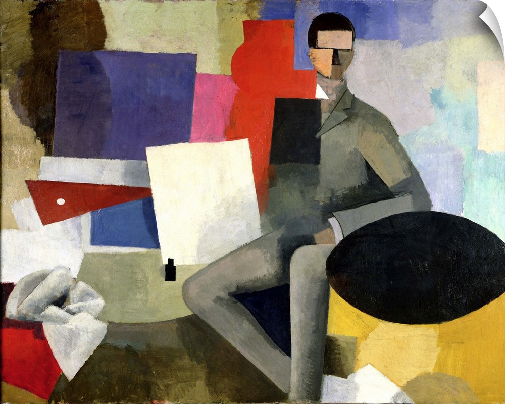 XIR154629 The Seated Man, or The Architect (oil on canvas); by La Fresnaye, Roger de (1885-1925); Musee National d'Art Mod...