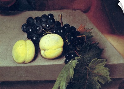 The Sick Bacchus, detail of peaches and grapes, 1591