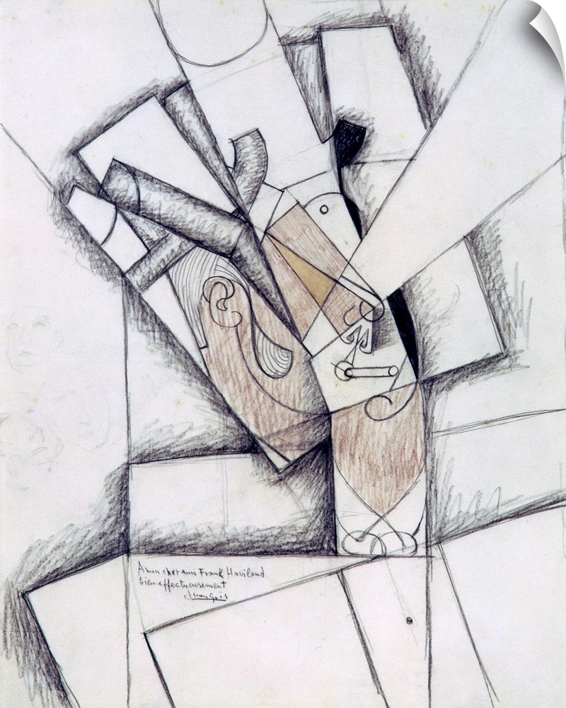 PWI200220 The Smoker, 1912 (charcoal & red chalk on paper) by Gris, Juan (1887-1927); 71.5x59.5 cm; Private Collection; (a...