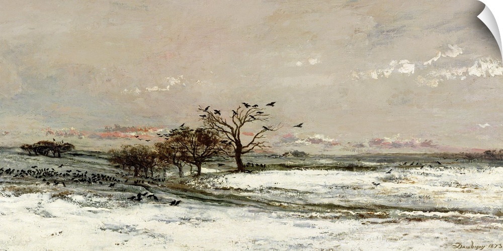 XIR53732 The Snow, 1873 (oil on canvas)  by Daubigny, Charles Francois (1817-78); 90x120 cm; Musee d'Orsay, Paris, France;...