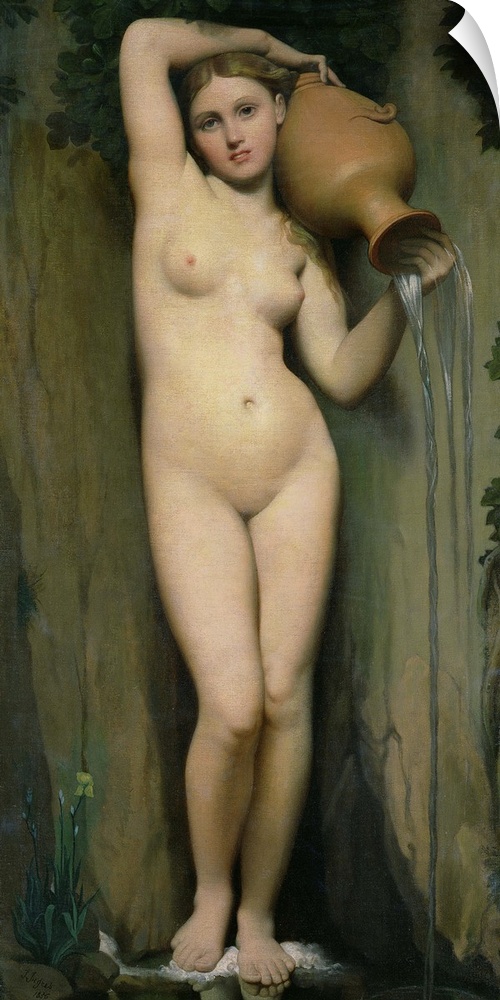 XIR67211 The Source, 1856 (oil on canvas); by Ingres, Jean Auguste Dominique (1780-1867); 163x80 cm; Musee d'Orsay, Paris,...