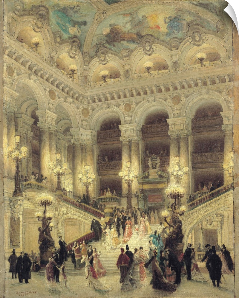 XIR161038 The Staircase of the Opera, 1877 (oil on canvas) by Beroud, Louis (1852-p.1906); Musee de la Ville de Paris, Mus...