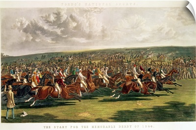 The Start of the Memorable Derby of 1844, engraved by Charles Hunt (1803-77)